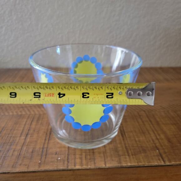 Vintage 1970s Colony Ice Bucket Blue Green Flower Mod Glass Mid Century Bowl - Picture 6 of 10